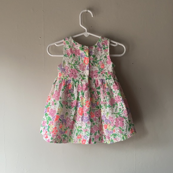 Children’s Place Pink and purple Spring/Summer Floral Lace Dress, 9-12 months - Picture 5 of 7